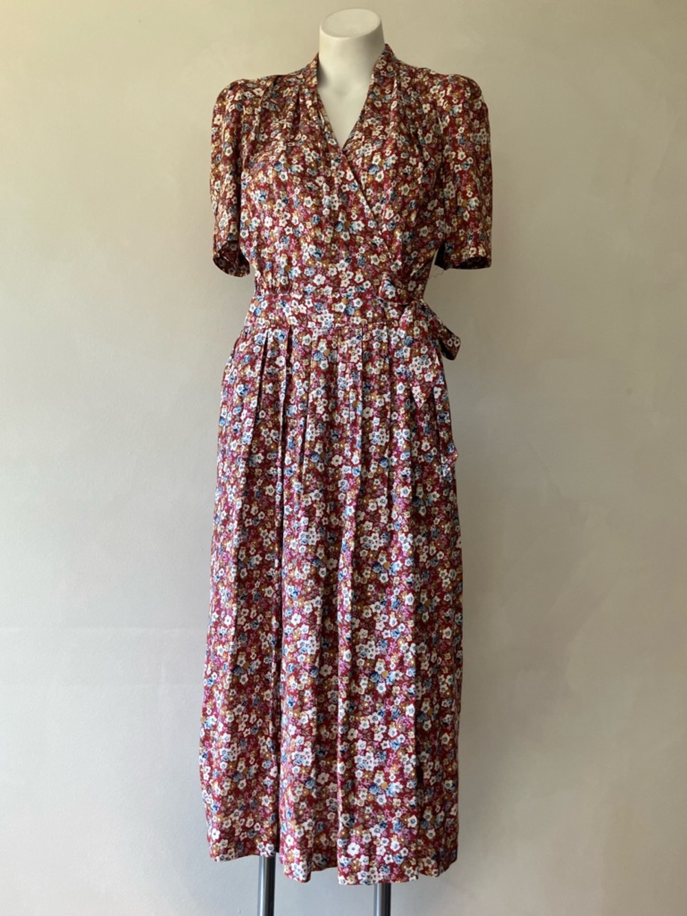 Karin Stevens | Vintage Floral Ditsy Wrap Front Midi Dress